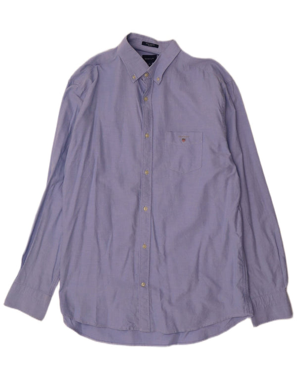 Camisa masculina Gant Regular Fit tamanho 43/44 17 1/2 XL algodão azul