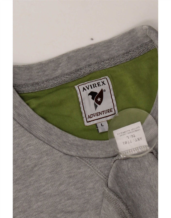 Moletom masculino Avirex com ajuste regular gráfico grande algodão cinza