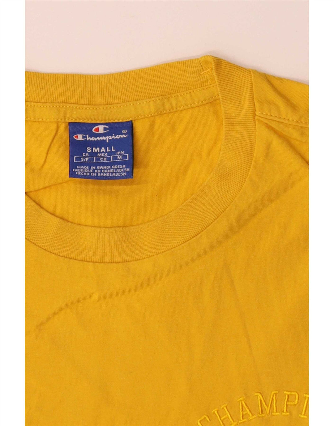 Camiseta masculina Champion pequeno algodão amarelo
