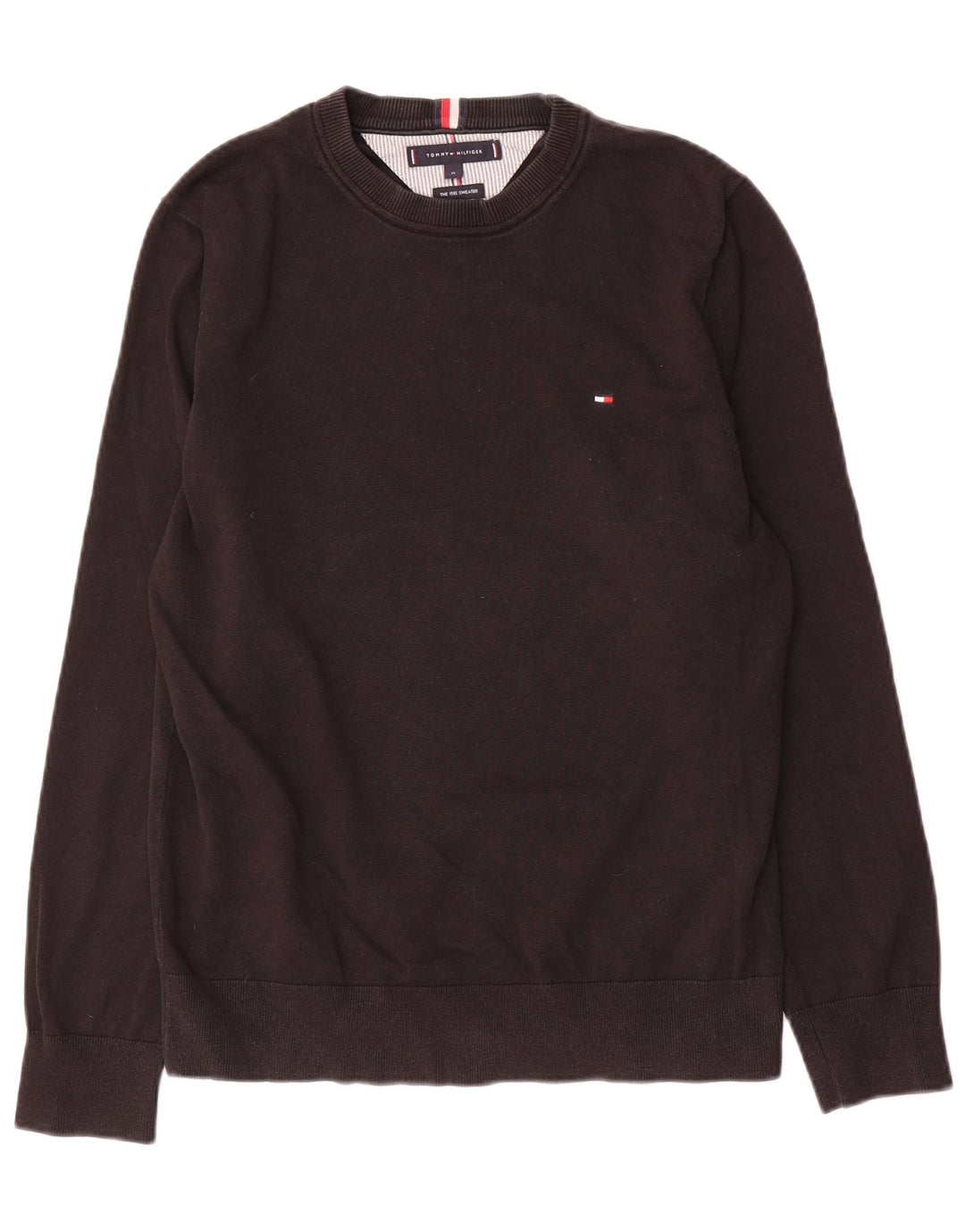 Suéter masculino Tommy Hilfiger com gola redonda, preto médio