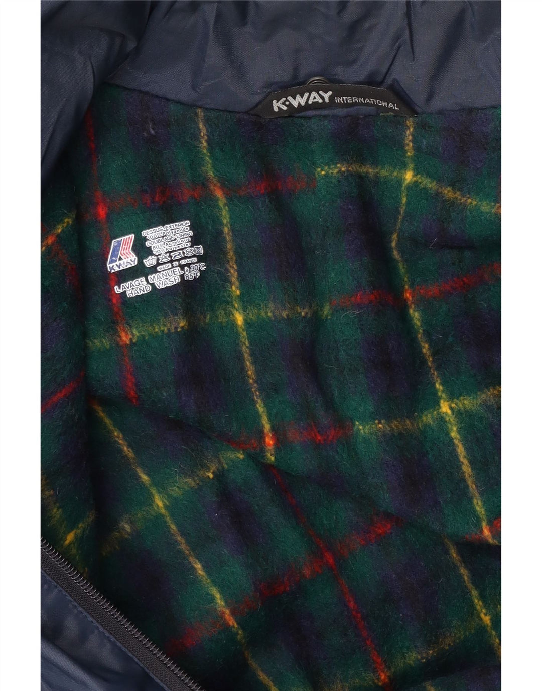 Jaqueta corta-vento masculina K-Way UK 40 grande azul marinho