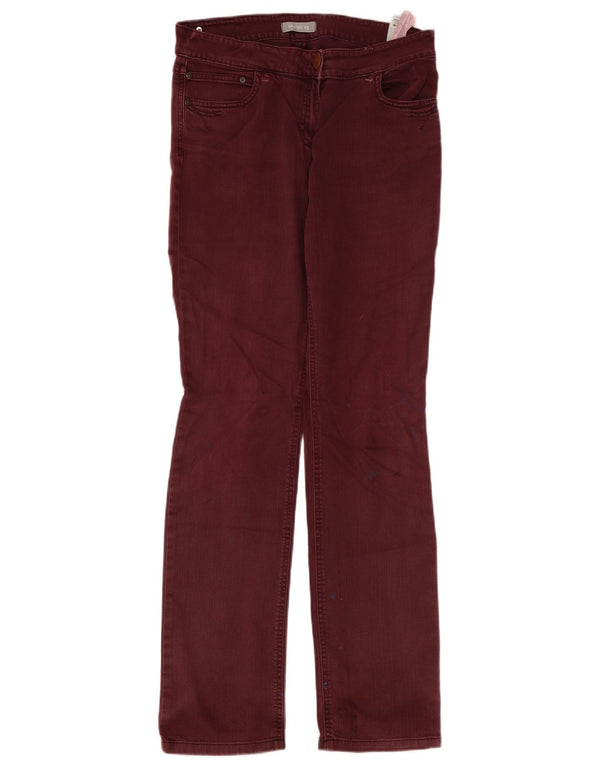 Jeans retos femininos Marks & Spencer Reino Unido 12 médio W34 L33 algodão borgonha