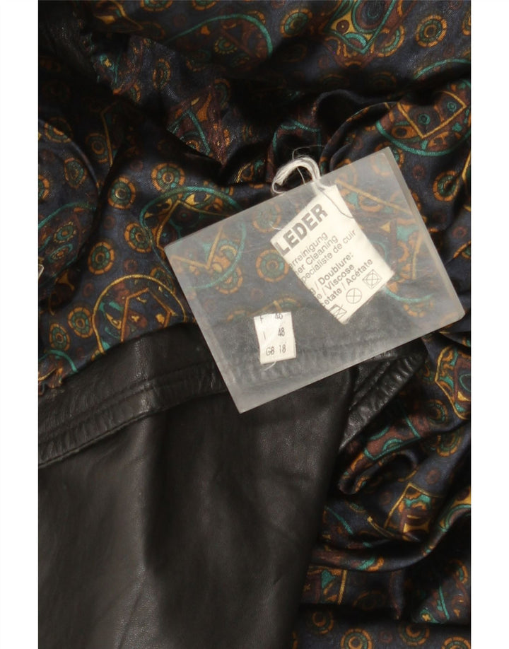 Jaqueta de couro superdimensionada feminina vintage Reino Unido 18 XL couro preto