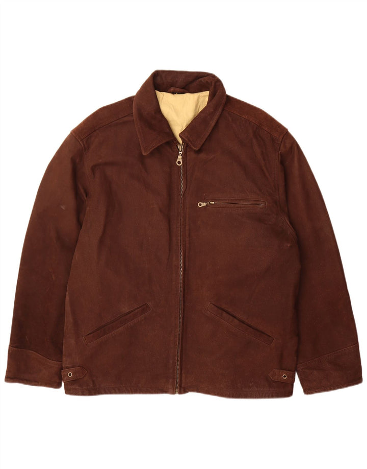Jaqueta de couro masculina vintage Reino Unido 40 grande couro marrom