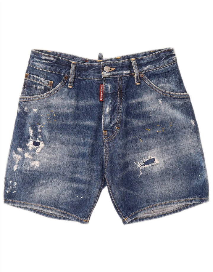Shorts jeans feminino Dsquared2 desgastado IT 44 médio W28 algodão azul