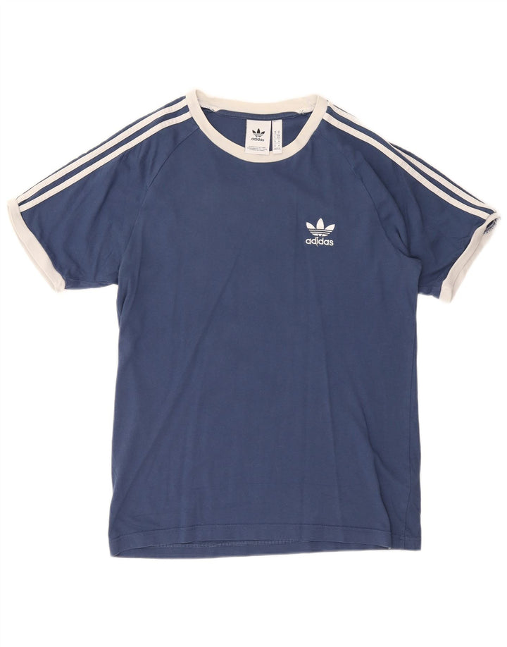 Adidas Mens Camiseta Top Médio Algodão Azul Marinho