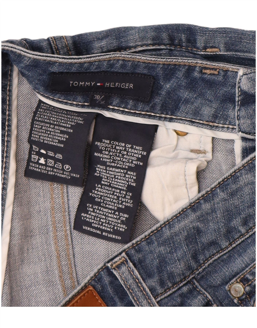 Shorts jeans feminino Tommy Hilfiger W30 algodão azul médio