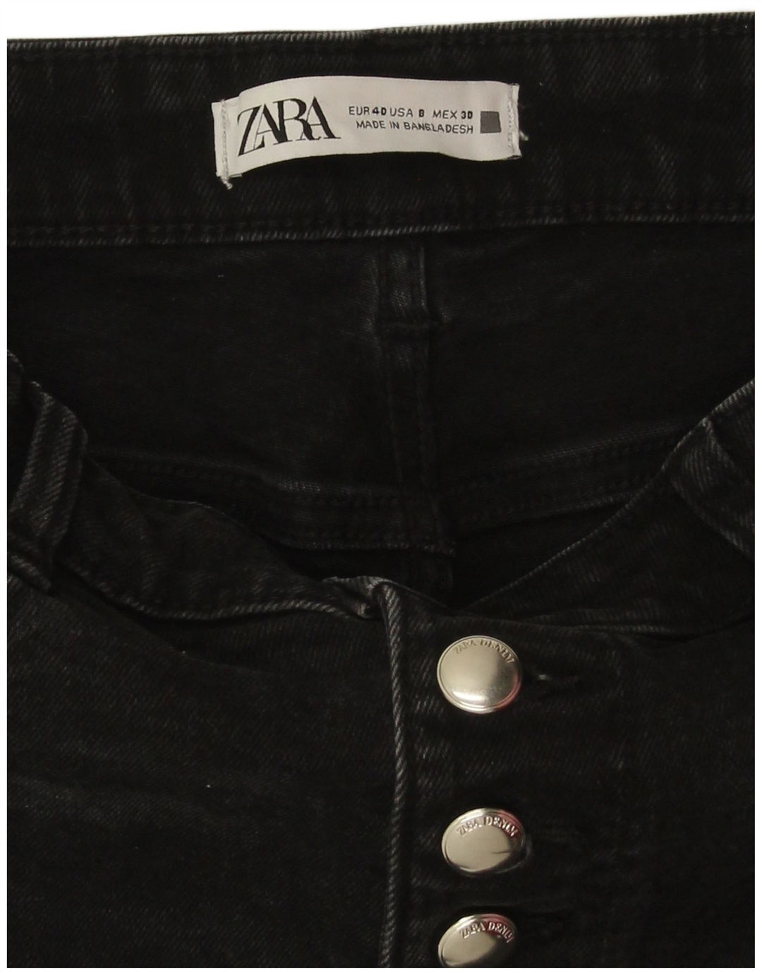 Calça jeans feminina Zara Bootcut EU 40 médio W30 L26 algodão preto