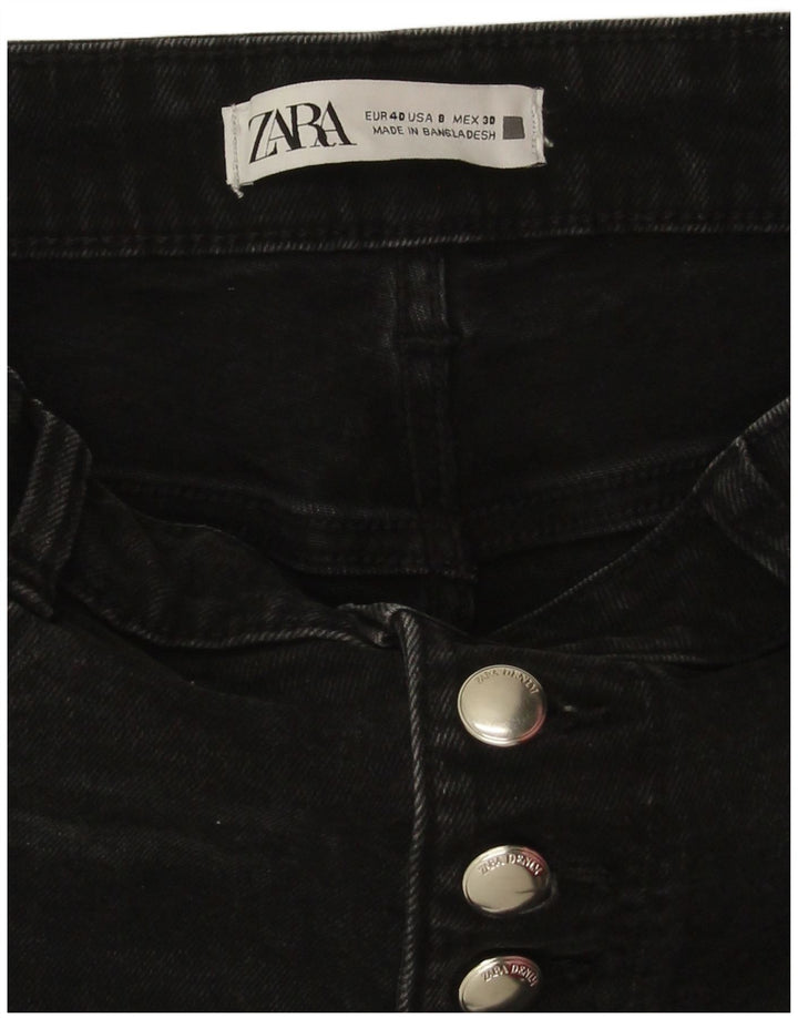Calça jeans feminina Zara Bootcut EU 40 médio W30 L26 algodão preto