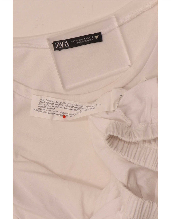 Blusa feminina Zara Top UK 12 algodão branco médio