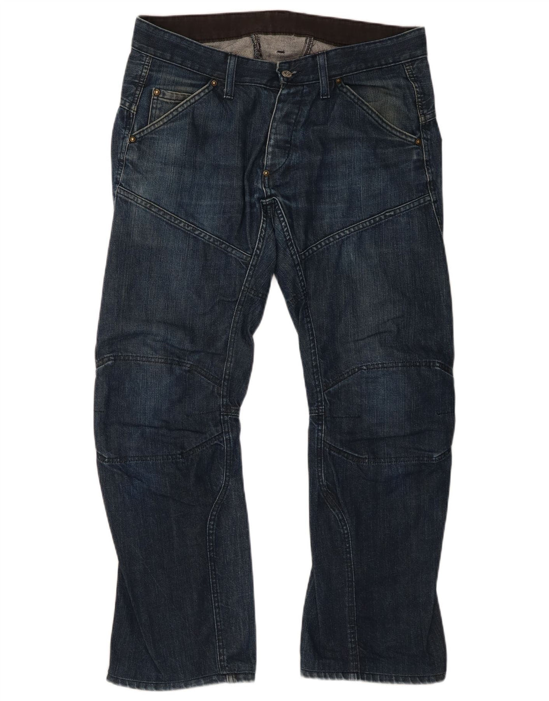 Jeans retos masculinos G-Star W34 L29 algodão azul marinho