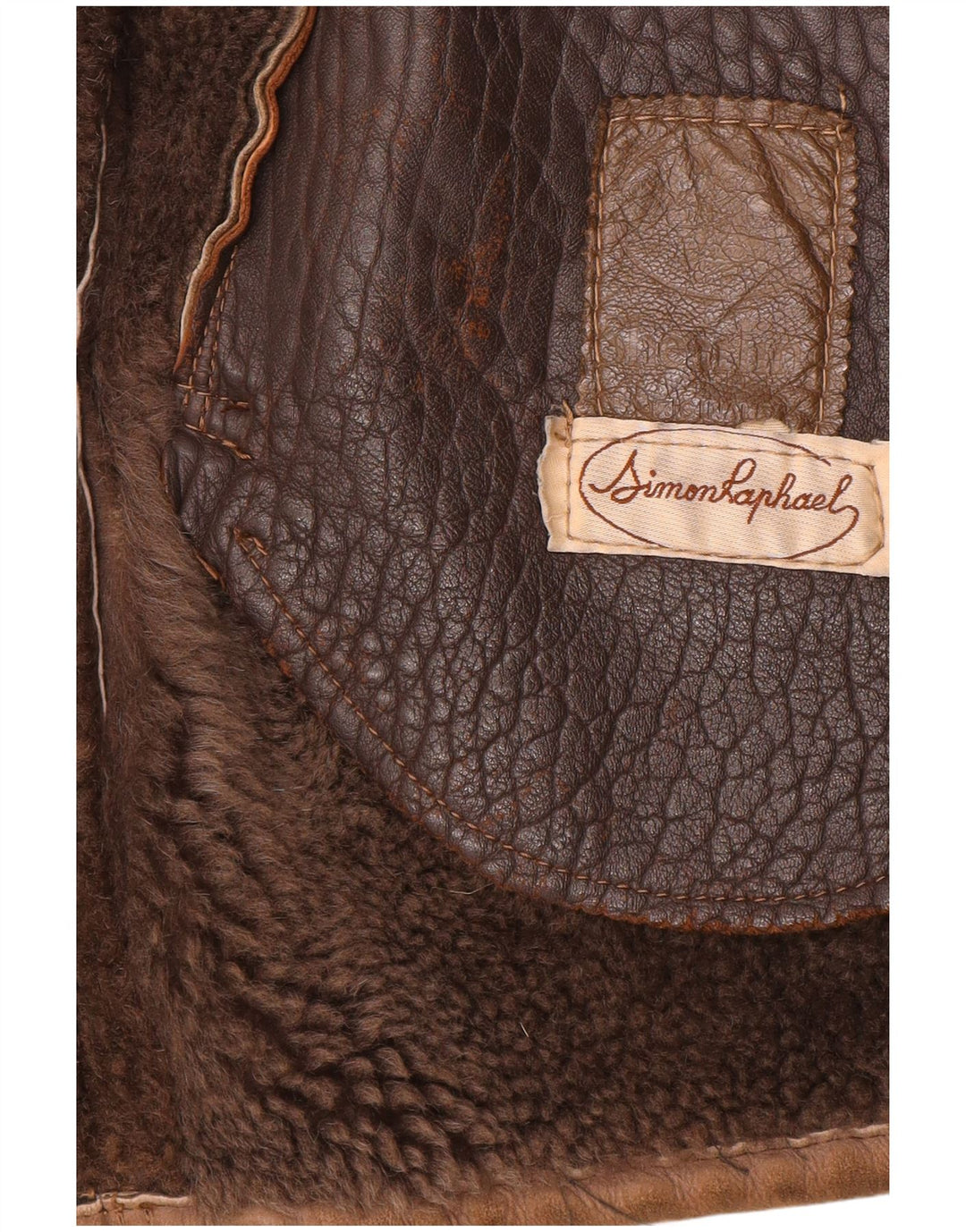 Sobretudo masculino vintage de shearling UK 40 grande marrom