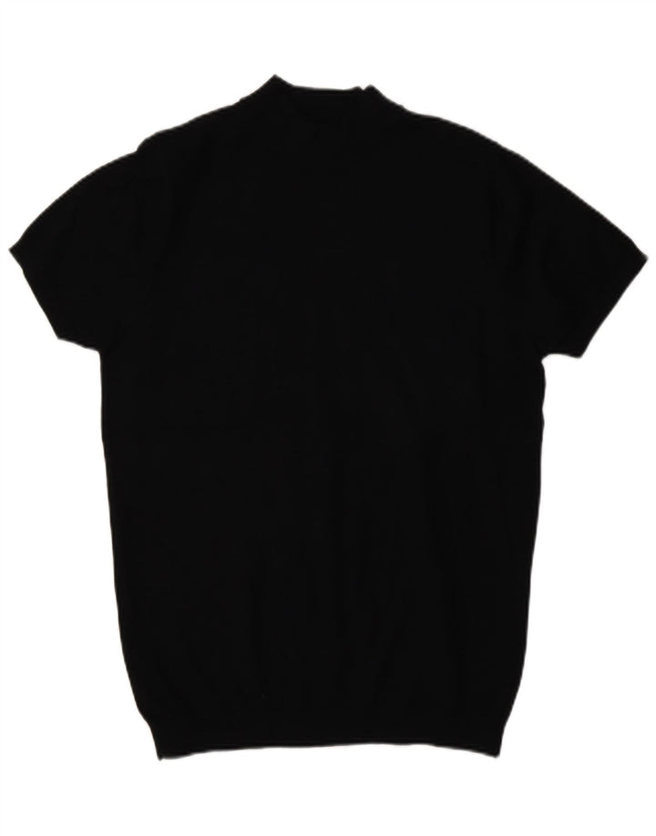 Zara Suéter masculino de manga curta com gola tartaruga pequeno preto