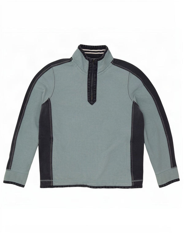 Fat Face Masculino Zip Neck Moletom Jumper XL Azul Colorblock Algodão