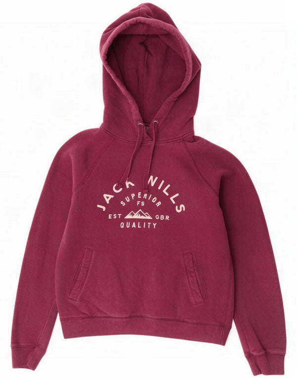 Jack Wills Womens Graphic Hoodie Jumper UK 8 Pequeno Algodão Roxo