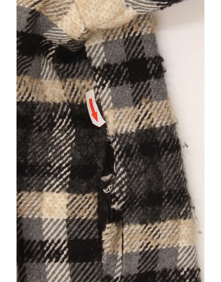 Jaqueta utilitária masculina Zara UK 40 grande poliéster xadrez bege