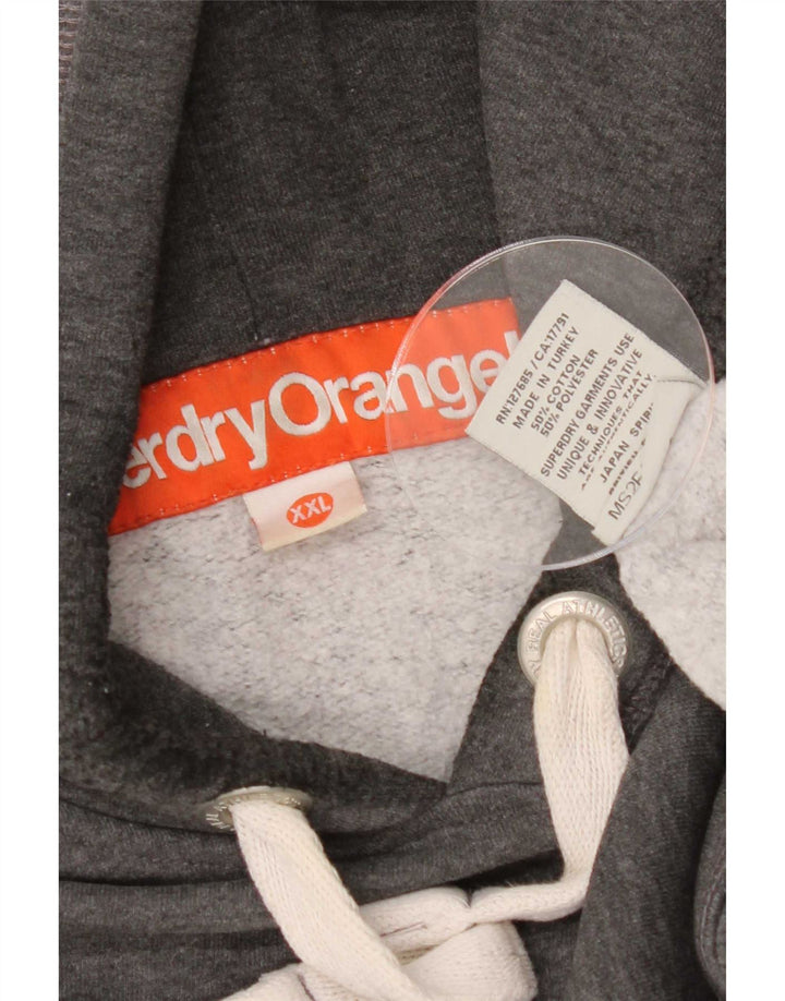 Suéter com capuz masculino Superdry 2XL algodão cinza