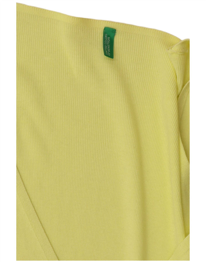 Suéter cardigã feminino Benetton UK 10 pequeno amarelo