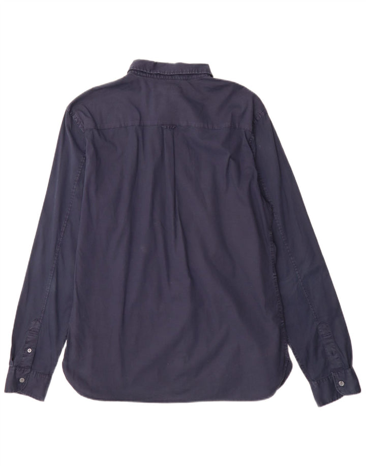 Camisa masculina All Saints Regular Fit grande algodão azul marinho