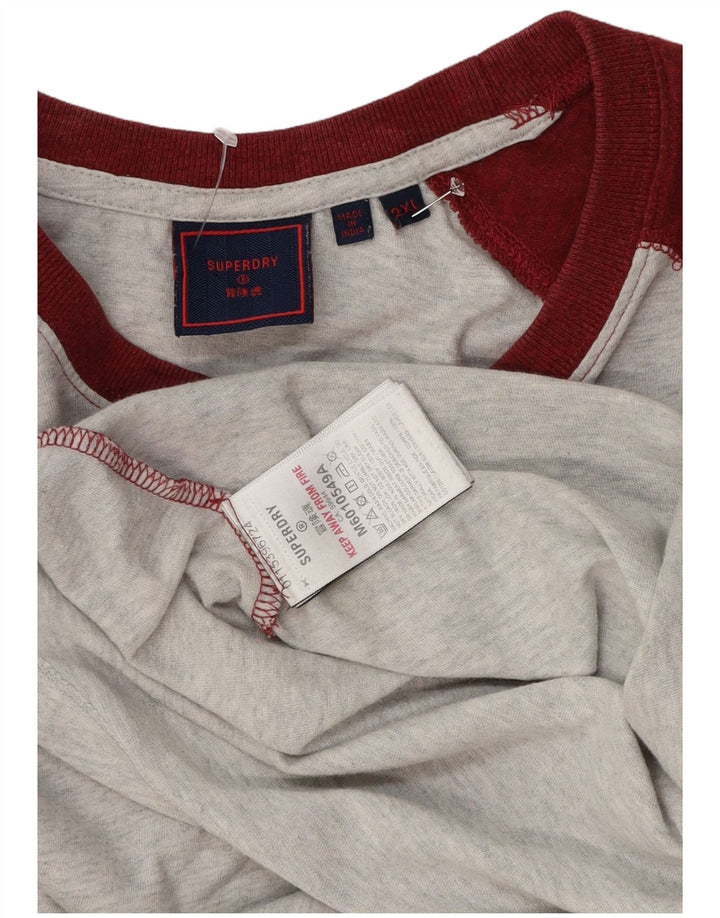 Top masculino Superdry manga comprida 2XL algodão colorblock cinza