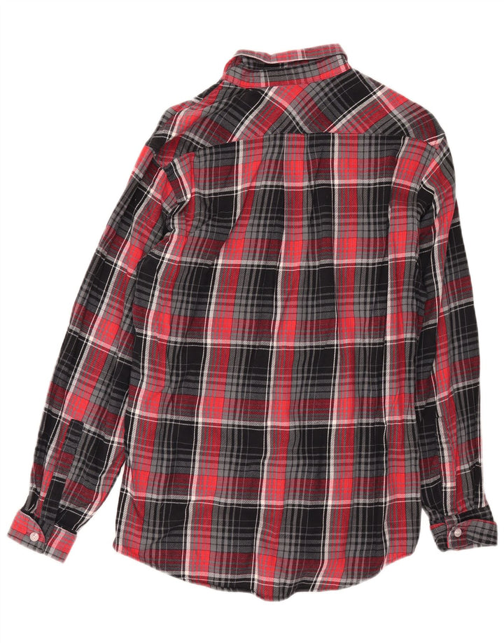 Camisa masculina de flanela West Coast pequena xadrez vermelha