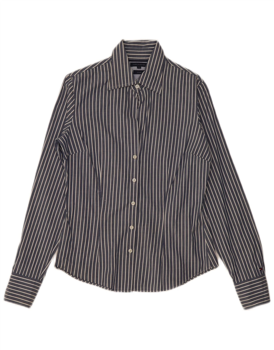 Camisa feminina TOMMY HILFIGER US 4 pequena listra azul marinho