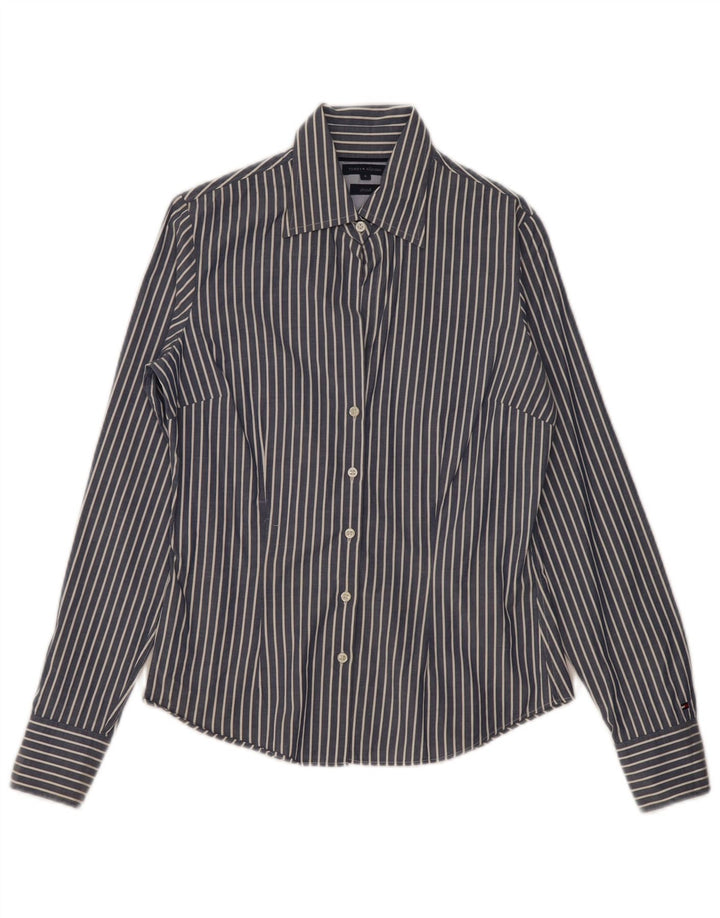 Camisa feminina TOMMY HILFIGER US 4 pequena listra azul marinho