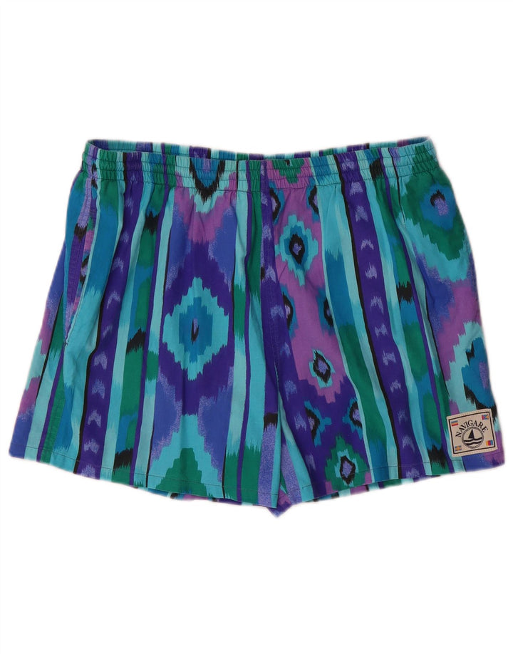 Navigare Mens Natação Shorts Médio Multicolorido Ikat Algodão