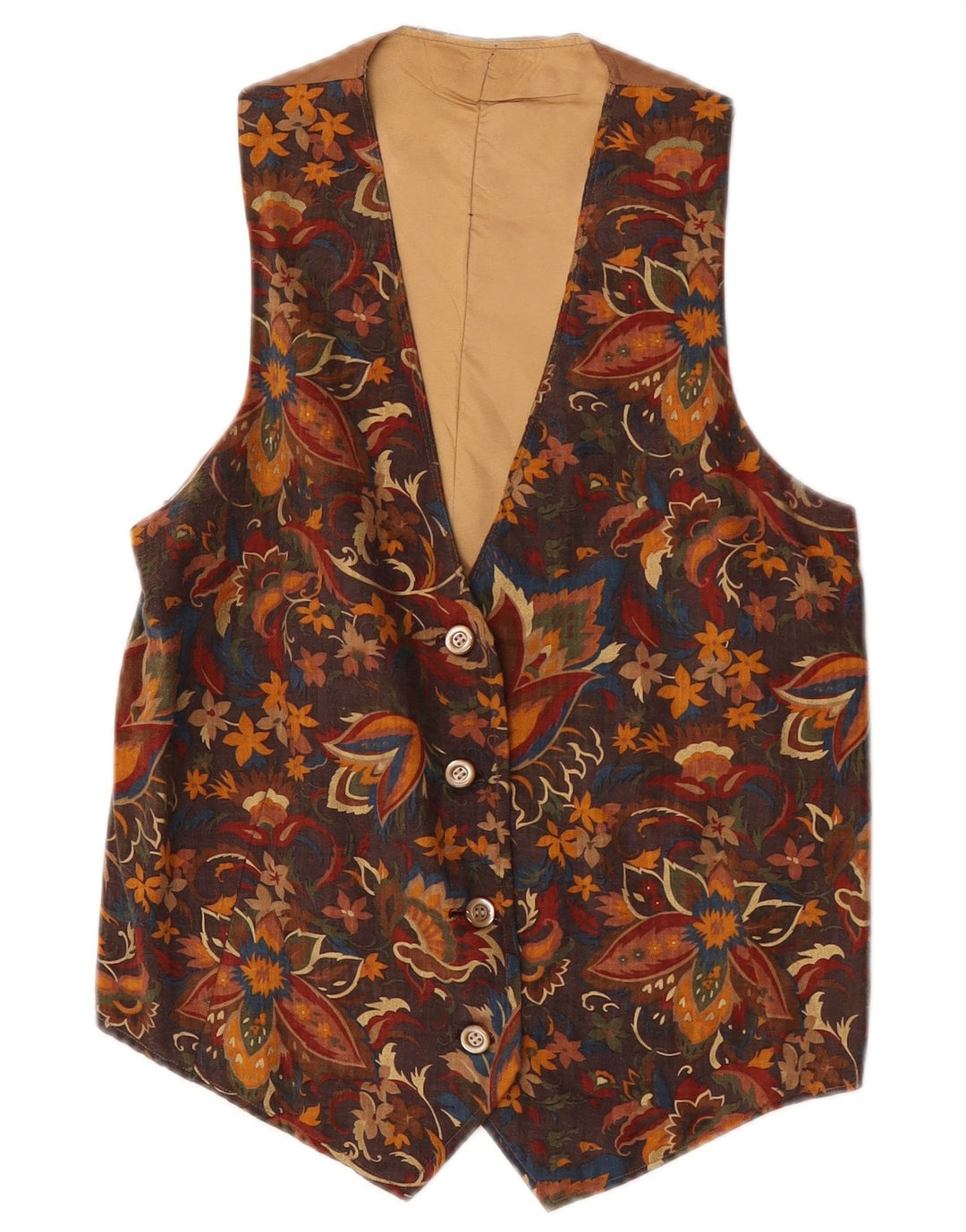 Colete Vintage Masculino XS Marrom Floral