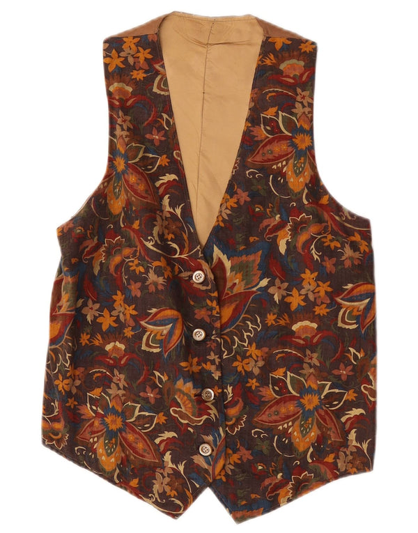 Colete Vintage Masculino XS Marrom Floral