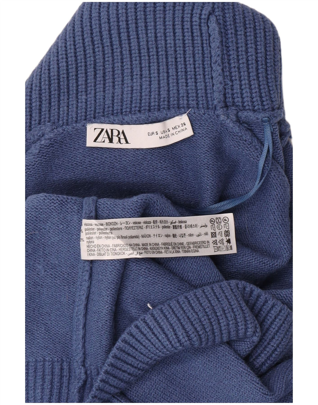 Zara Suéter feminino oversized com gola redonda e gola alta Reino Unido 10 pequeno azul