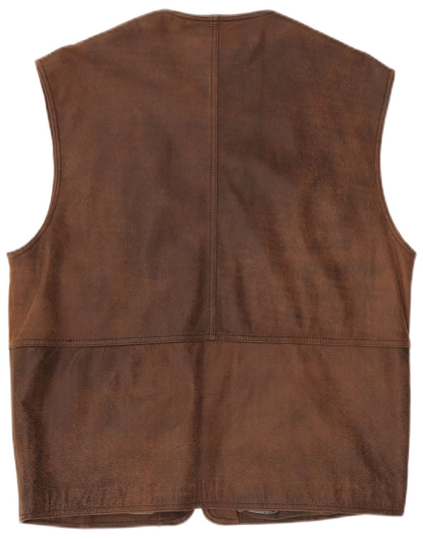 Colete masculino de couro Itallo IT 50 grande marrom