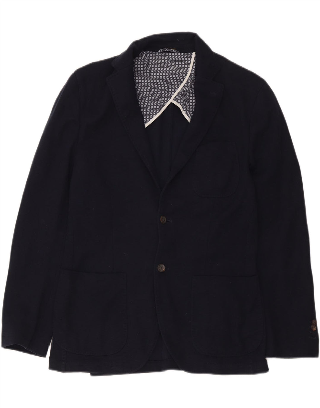 Jaqueta blazer masculina Massimo Dutti com 2 botões EU 50 algodão azul marinho médio