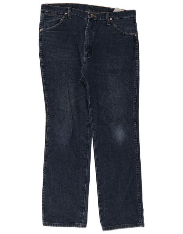 Wrangler Mens Straight Jeans W36 L32 Azul Marinho Algodão
