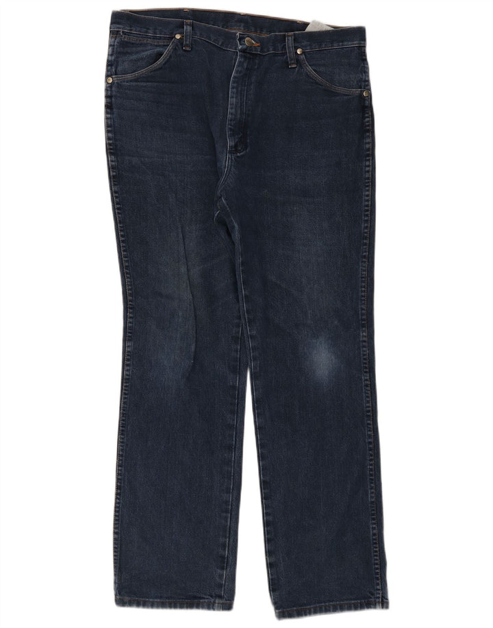 Wrangler Mens Straight Jeans W36 L32 Azul Marinho Algodão