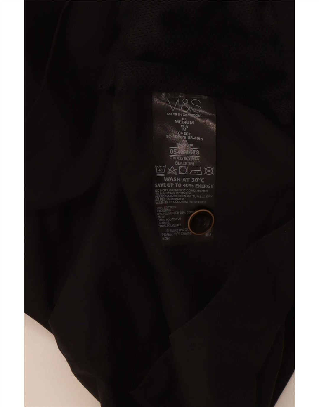 Jaqueta utilitária masculina Marks & Spencer Reino Unido 38 algodão preto médio