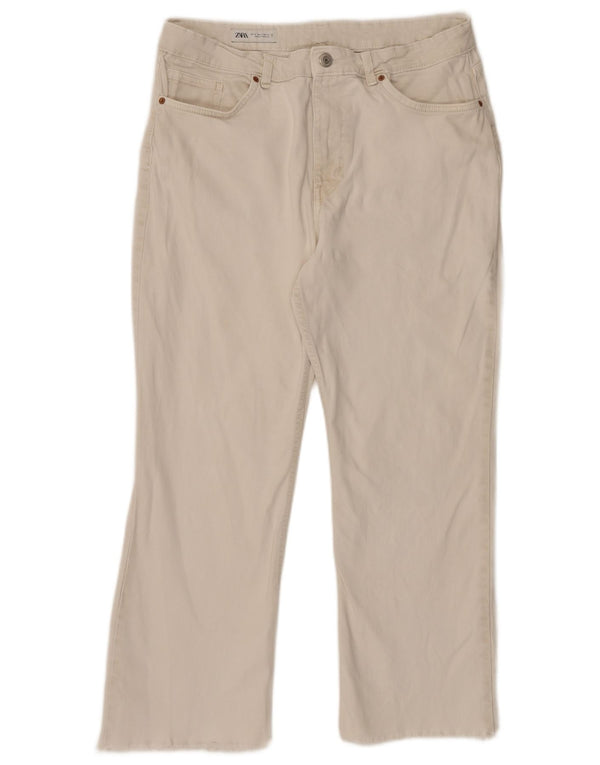 Calça jeans reta feminina Zara EU 46 2XL W36 L26 branco