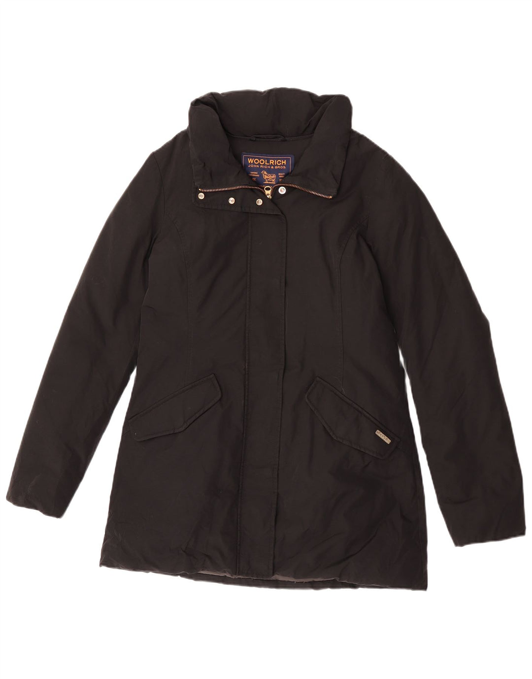 Casaco acolchoado feminino Woolrich UK 10 pequeno algodão preto