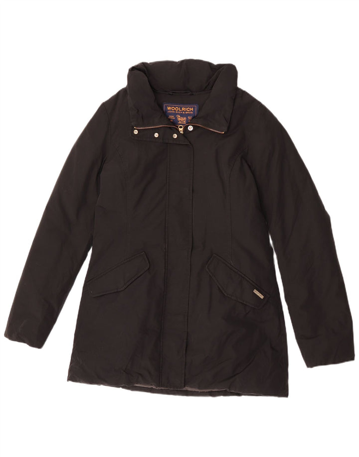 Casaco acolchoado feminino Woolrich UK 10 pequeno algodão preto