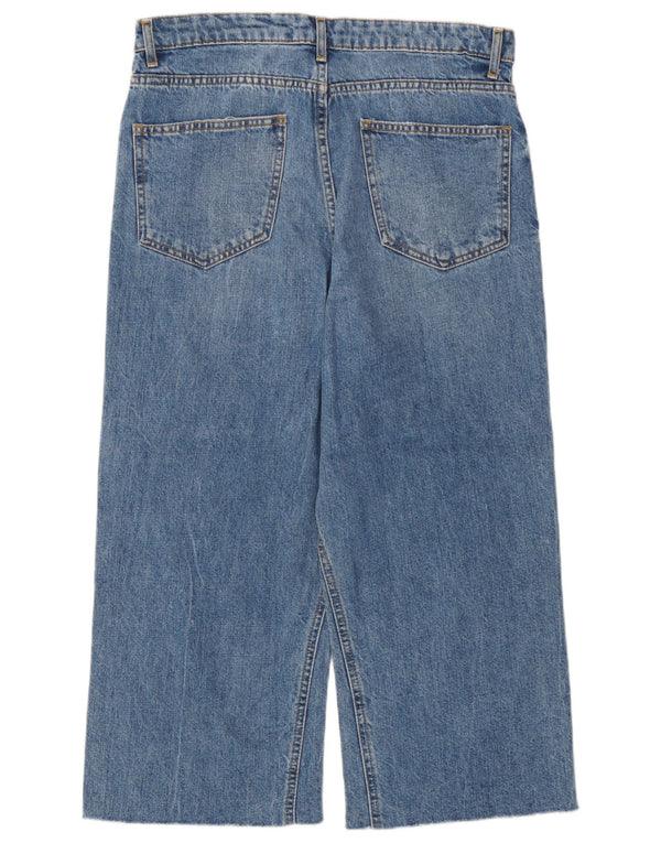 Calça jeans feminina Zara cintura alta capri perna larga UE 38 pequeno W28 L21 algodão azul