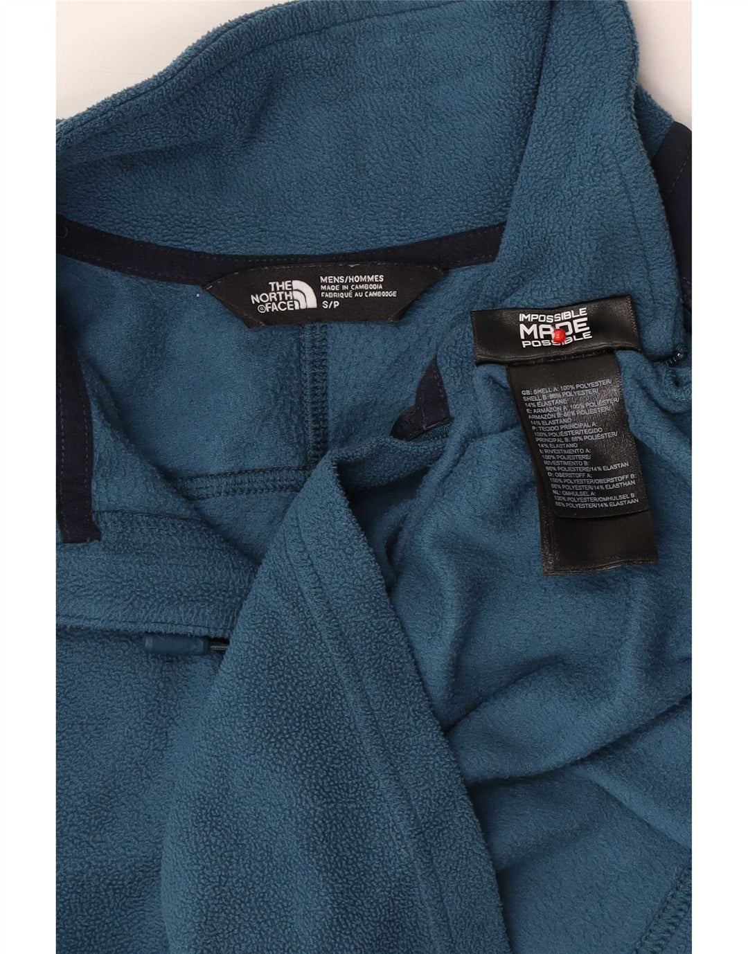 Suéter de lã masculino The North Face com zíper e gola pequena azul colorblock poliéster