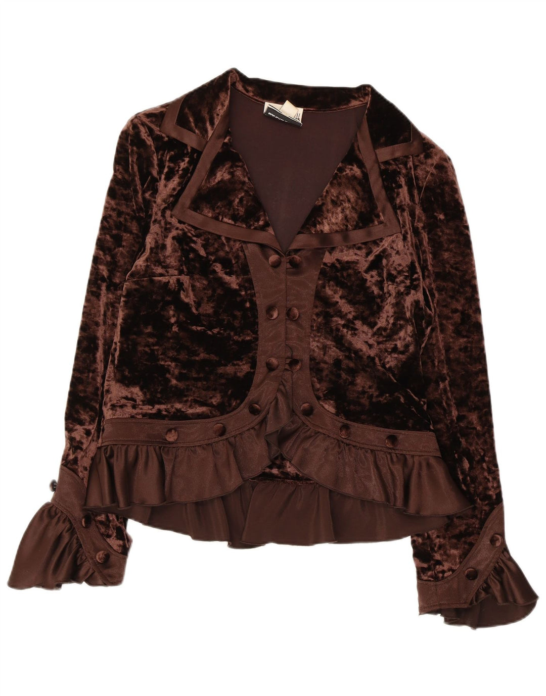 Blusa feminina de veludo JOSEPH RIBKOFF Reino Unido 16 grande poliéster marrom