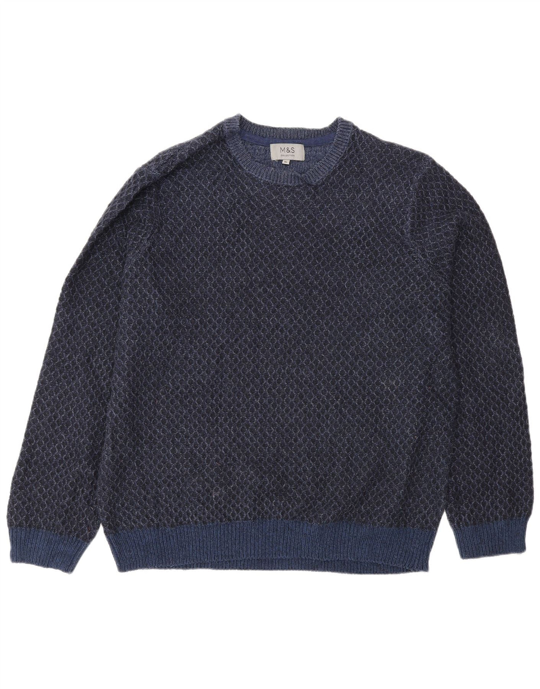 Suéter masculino Marks & Spencer com gola redonda XL azul marinho geométrico