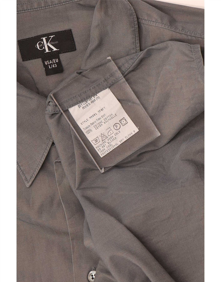 Camisa masculina Calvin Klein tamanho 43 grande algodão cinza