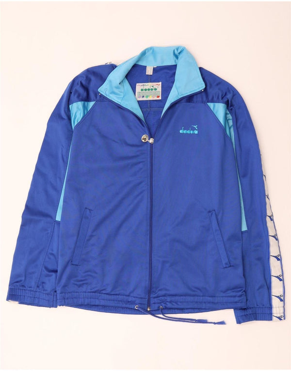 Diadora Mens Graphic Tracksuit Top Jacket UK 44 XL Azul Colourblock