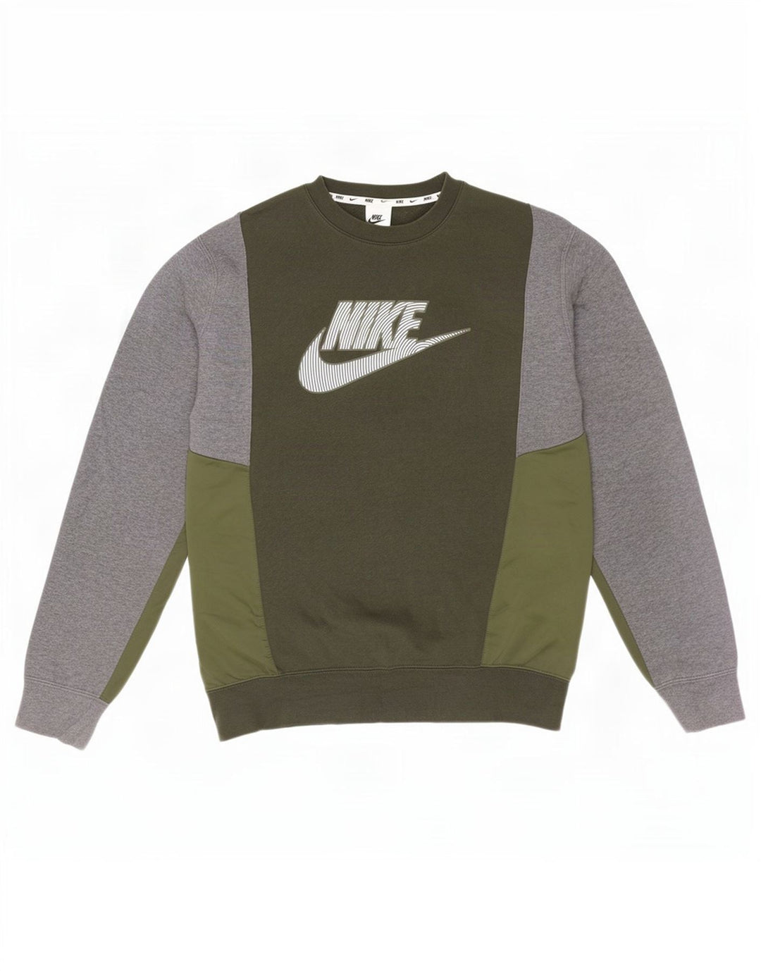 Moletom gráfico masculino Nike Jumper médio cáqui colorblock algodão