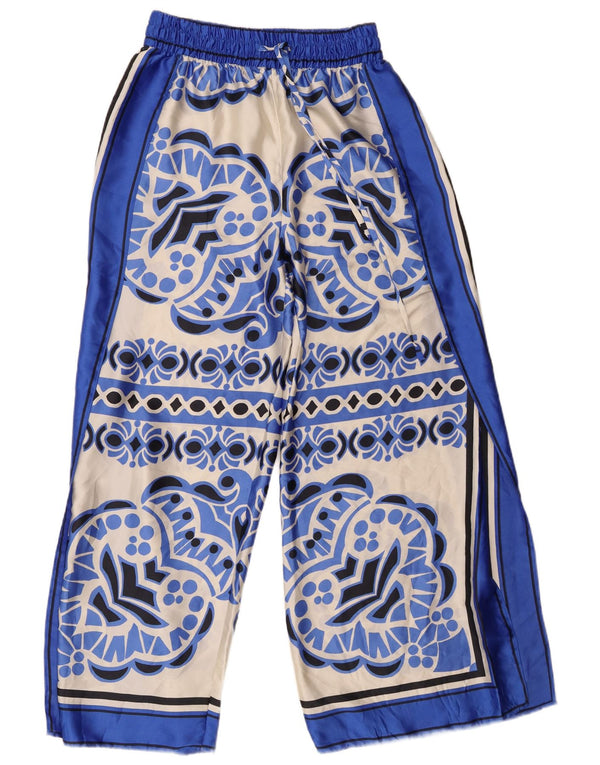 Zara Calça feminina casual folgada XS W24 L28 patchwork azul