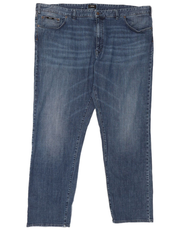 Hugo Boss Mens Straight Jeans W48 L34 Azul Algodão