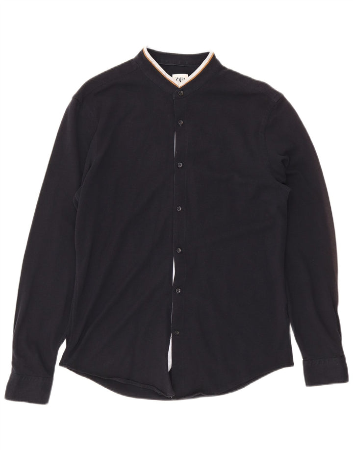 Zara Camisa masculina média azul marinho