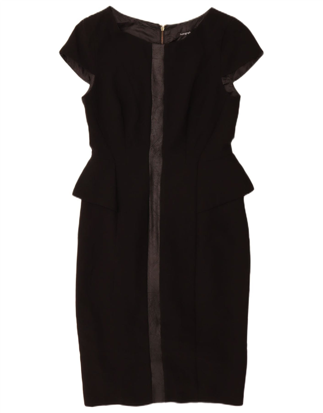 Vestido feminino Autograph Peplum da MARKS & SPENCER UK 10 pequeno poliéster preto